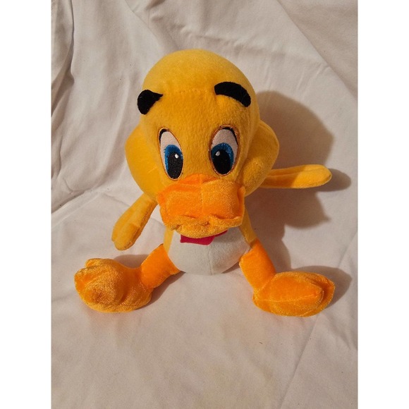 2014 NANCO PLUSH 10" SITTING ORANGE DUCK WITH RED BOWTIE - Picture 1 of 5